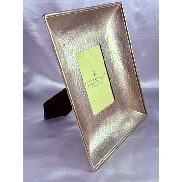 Retired Pottery Barn Frame Picture Silver Pounded Metal Hammered Rustic 12” - Picture 4 of 10